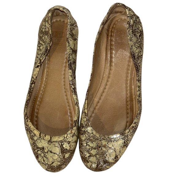 frye gold spackled snake painted leather ballet flats 7 - Picture 1 of 8